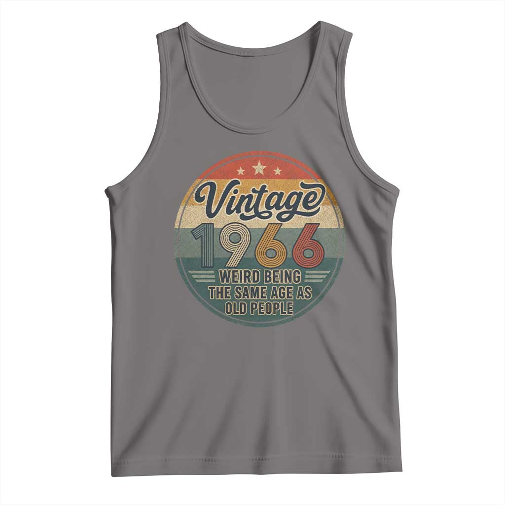 Vintage 1966 60th Birthday Tank Top 60 Year Old Gift Weird Being the Same Age as Old People TS10 Deep Heather Print Your Wear