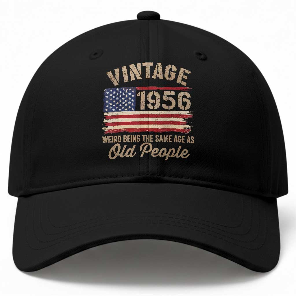 70th Birthday Baseball Cap Vintage 1956 Weird Being the Same Age as Old People USA Flag TS10 Print Your Wear