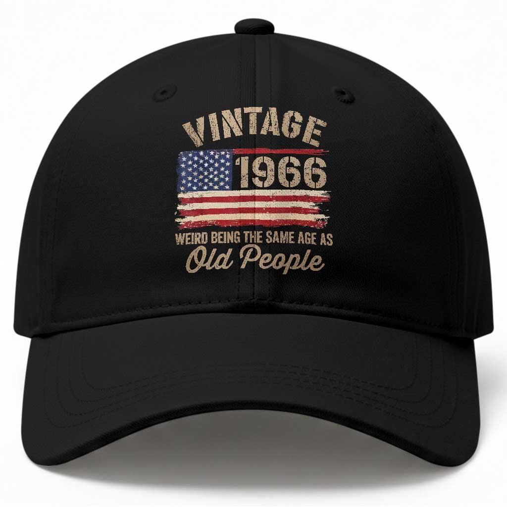 60th Birthday Baseball Cap Vintage 1966 Weird Being the Same Age as Old People USA Flag TS10 Print Your Wear