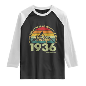 90th Birthday Raglan Shirt Vintage 1936 Weird Being the Same Age as Old People 90 Year Old Gift TS10 Black White Print Your Wear