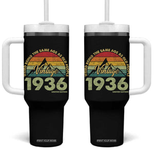 90th Birthday Tumbler With Handle Vintage 1936 Weird Being the Same Age as Old People 90 Year Old Gift TS10 One Size: 40 oz Black Print Your Wear