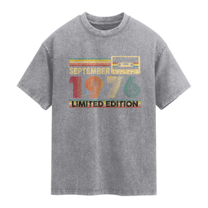 1976 September 50th Birthday Washed Cotton T-Shirt Retro Limited Edition 50 Year Old Gift