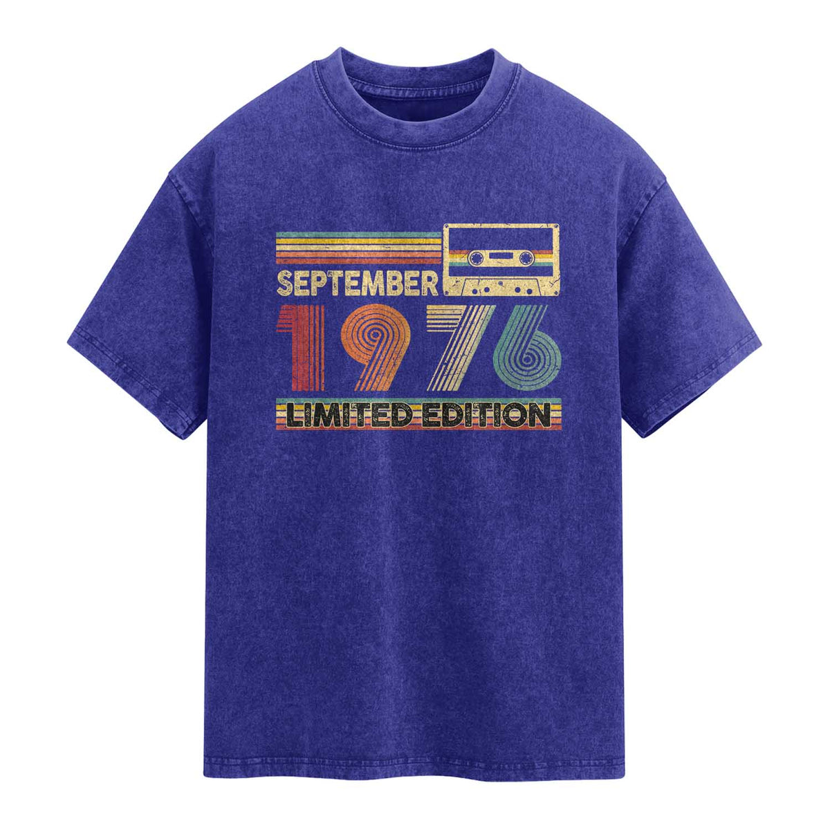 1976 September 50th Birthday Washed Cotton T-Shirt Retro Limited Edition 50 Year Old Gift
