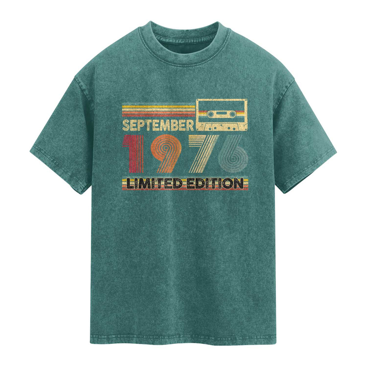 1976 September 50th Birthday Washed Cotton T-Shirt Retro Limited Edition 50 Year Old Gift