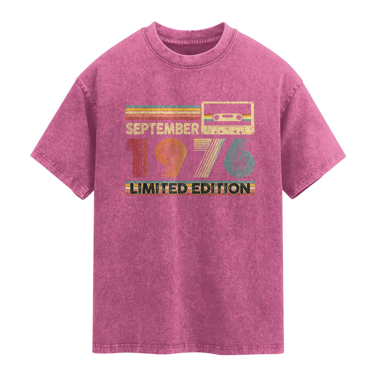 1976 September 50th Birthday Washed Cotton T-Shirt Retro Limited Edition 50 Year Old Gift