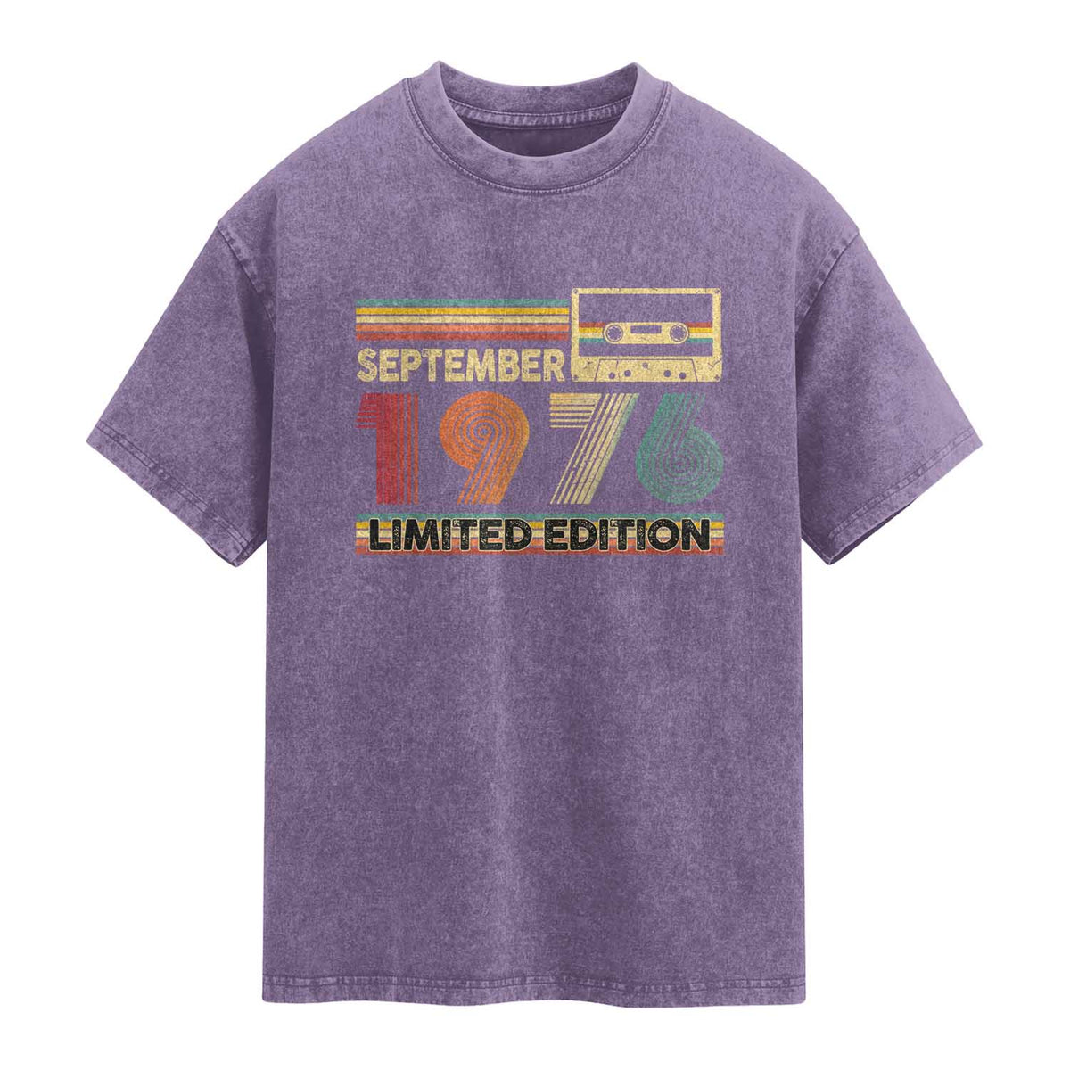1976 September 50th Birthday Washed Cotton T-Shirt Retro Limited Edition 50 Year Old Gift