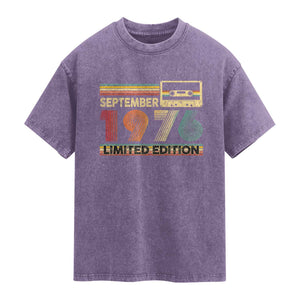 1976 September 50th Birthday Washed Cotton T-Shirt Retro Limited Edition 50 Year Old Gift