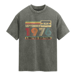 1976 September 50th Birthday Washed Cotton T-Shirt Retro Limited Edition 50 Year Old Gift