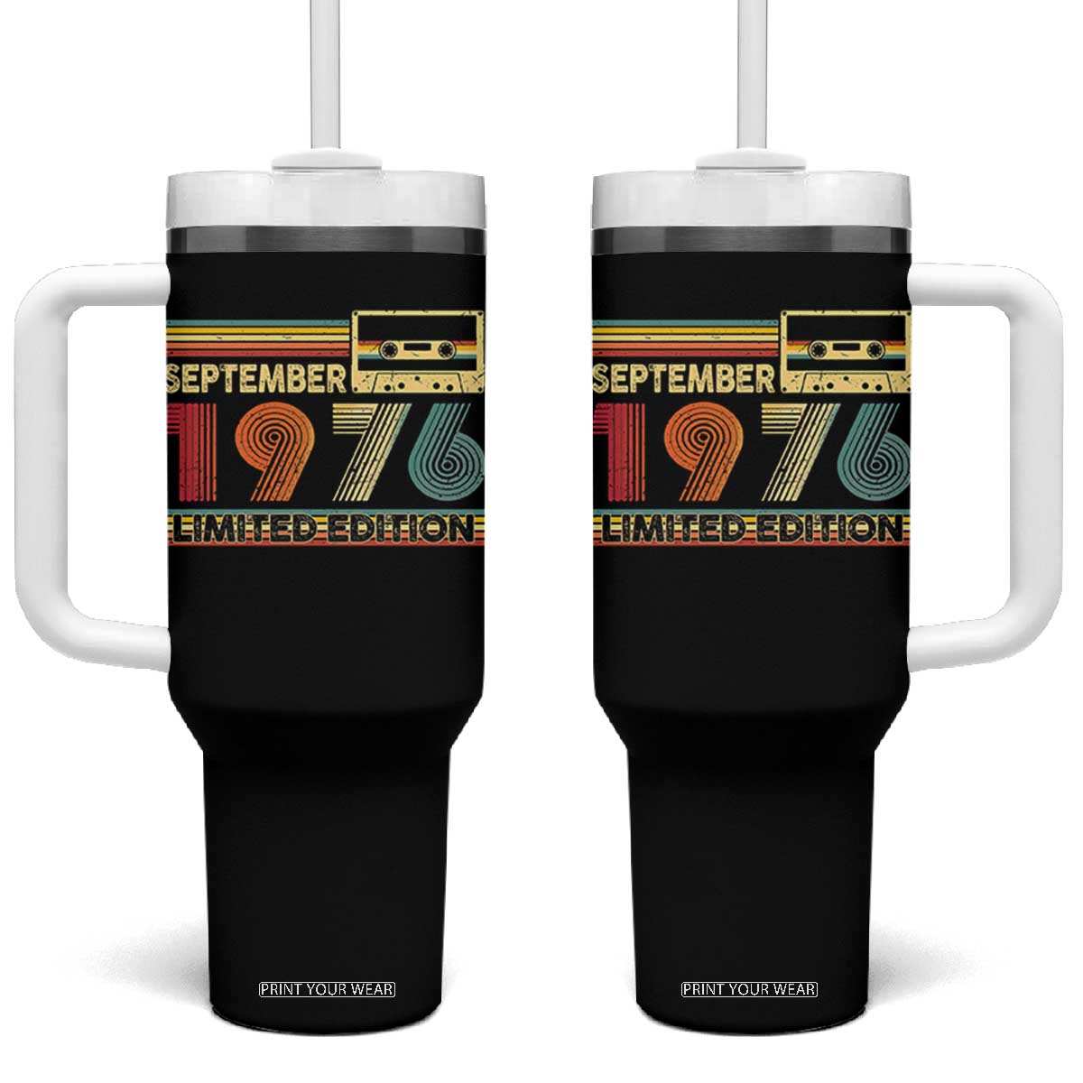 1976 September 50th Birthday Tumbler With Handle Retro Limited Edition 50 Year Old Gift