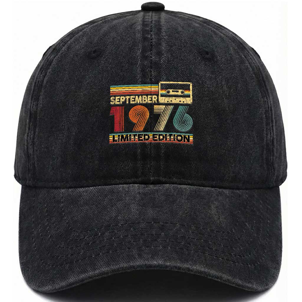 1976 September 50th Birthday Washed Cotton Baseball Cap Retro Limited Edition 50 Year Old Gift