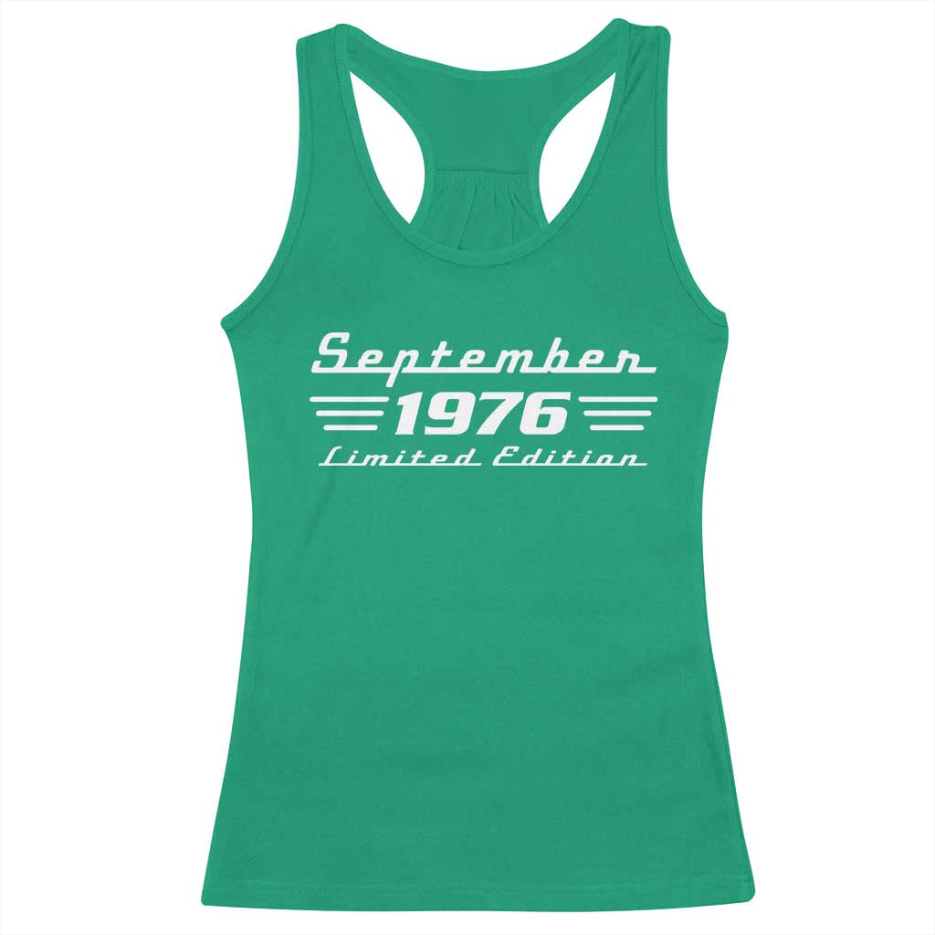 1976 September 50th Birthday Racerback Tank Top Vintage Limited Edition 50 Year Old Gift