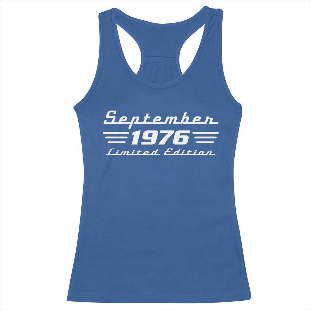 1976 September 50th Birthday Racerback Tank Top Vintage Limited Edition 50 Year Old Gift