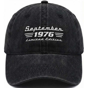 1976 September 50th Birthday Washed Cotton Baseball Cap Vintage Limited Edition 50 Year Old Gift