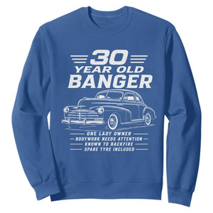 Vintage Car 30th Birthday Graphic Sweatshirt Funny 30 Year Old Gift Banger Car Guy