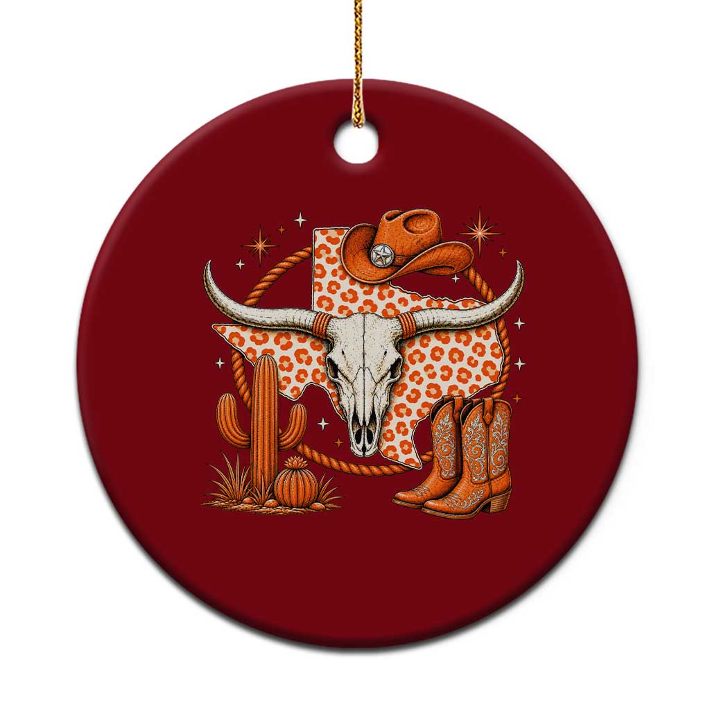 Retro Texas TX Vintage Orange Style 80s 90s Ceramic Ornament Vintage 80s 90s Western Cowgirl Boots Longhorn Skull Leopard Graphic