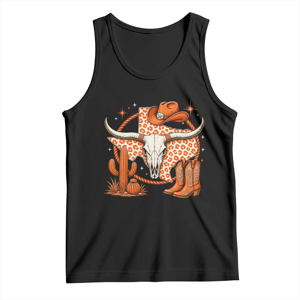 Retro Texas TX Vintage Orange Style 80s 90s Tank Top Vintage 80s 90s Western Cowgirl Boots Longhorn Skull Leopard Graphic