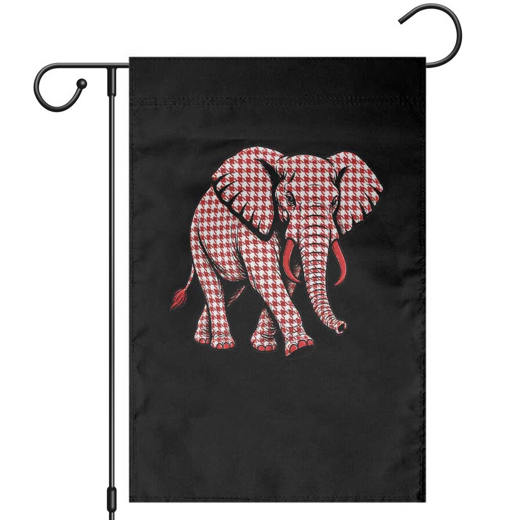 Red Houndstooth Elephant Animal Spirit Graphic Garden Flag