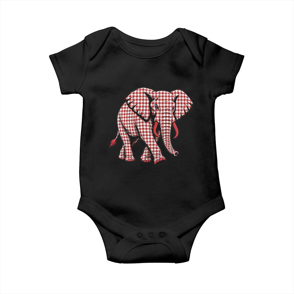 Red Houndstooth Elephant Animal Spirit Graphic Baby Onesie