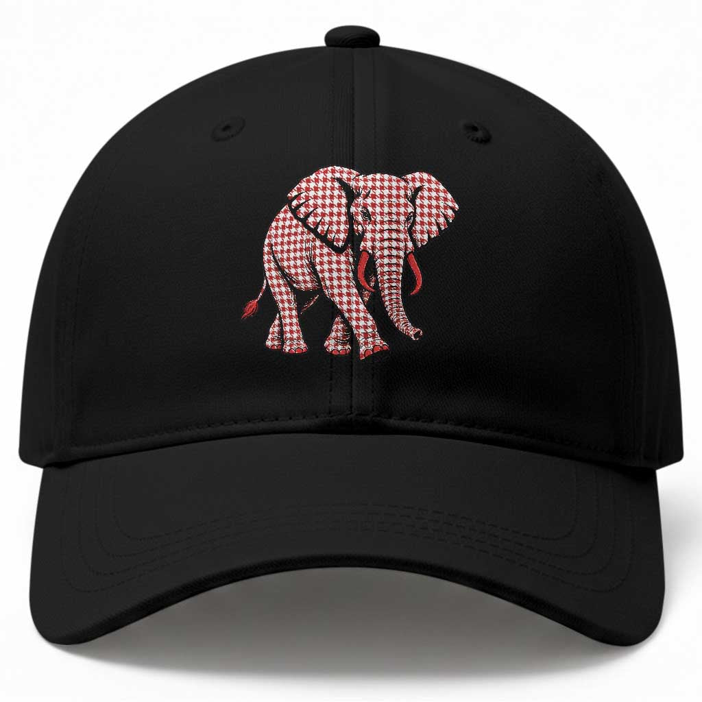 Red Houndstooth Elephant Animal Spirit Graphic Baseball Cap