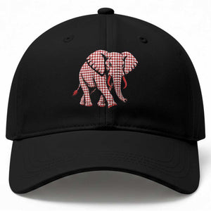 Red Houndstooth Elephant Animal Spirit Graphic Baseball Cap