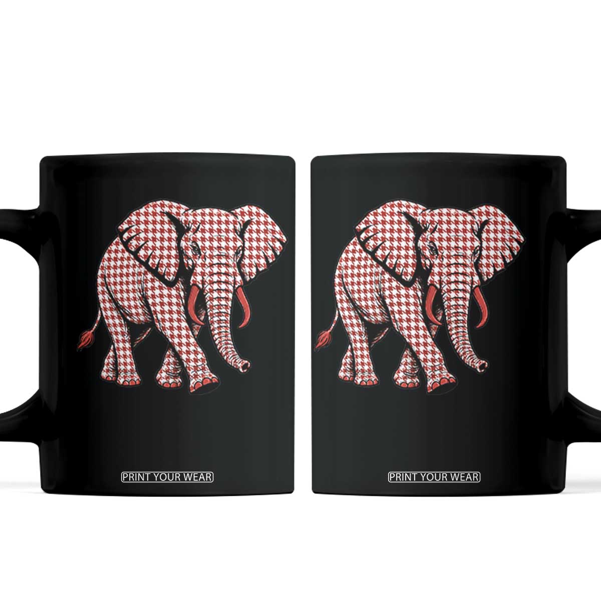 Red Houndstooth Elephant Animal Spirit Graphic Coffee Mug