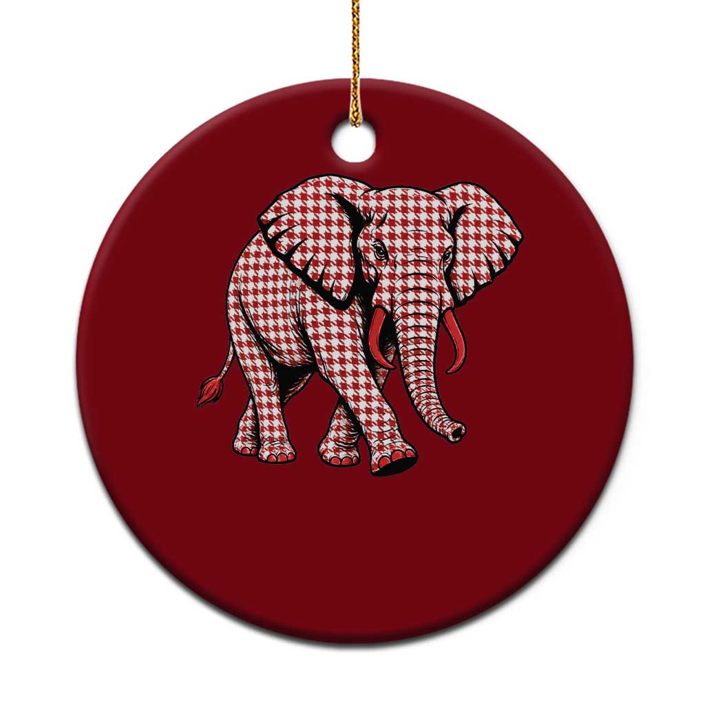 Red Houndstooth Elephant Animal Spirit Graphic Ceramic Ornament