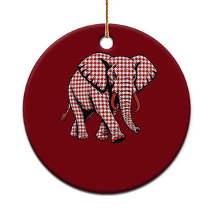 Red Houndstooth Elephant Animal Spirit Graphic Ceramic Ornament
