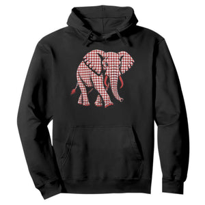 Red Houndstooth Elephant Animal Spirit Graphic Hoodie