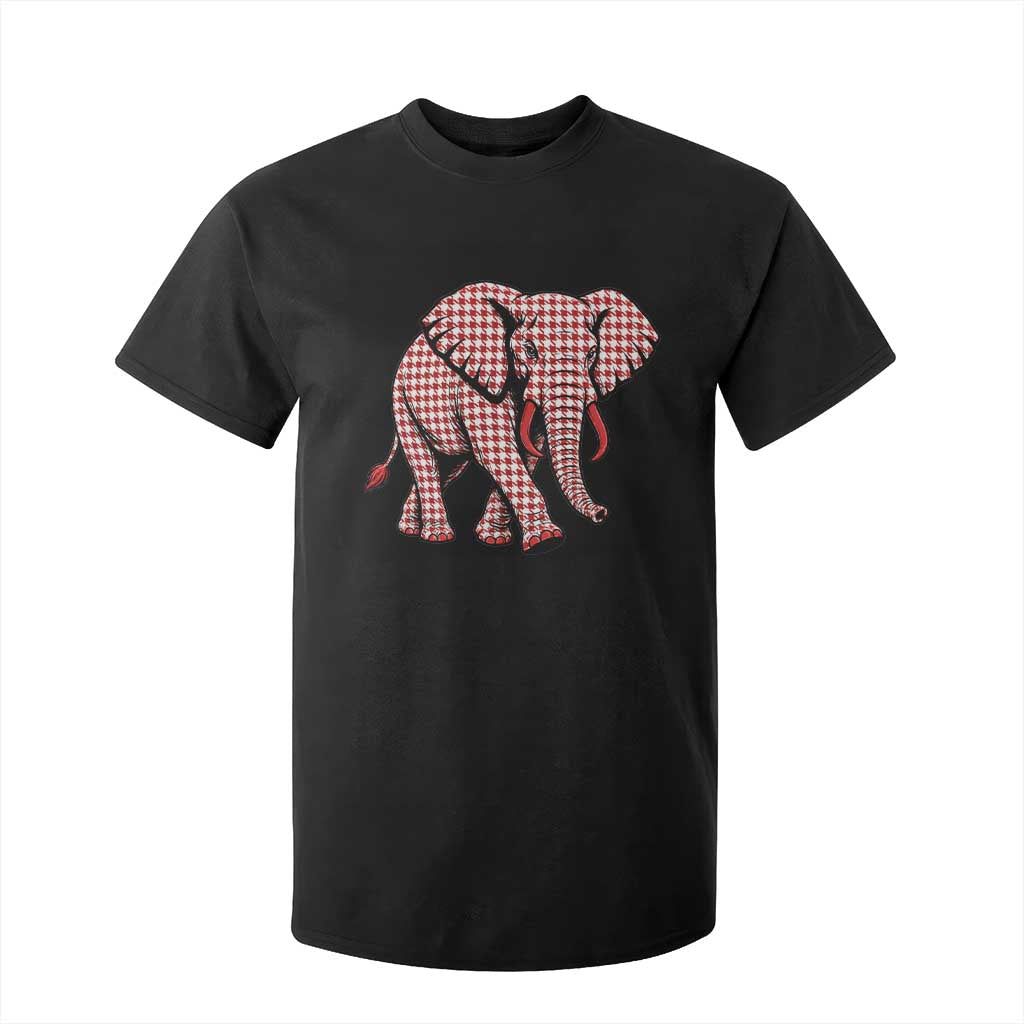 Red Houndstooth Elephant Animal Spirit Graphic T Shirt For Kid