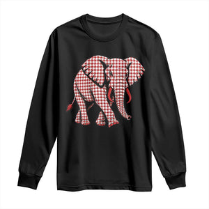 Red Houndstooth Elephant Animal Spirit Graphic Long Sleeve Shirt
