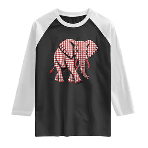 Red Houndstooth Elephant Animal Spirit Graphic Raglan Shirt