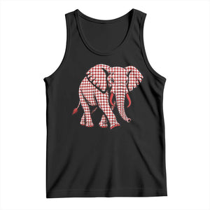 Red Houndstooth Elephant Animal Spirit Graphic Tank Top