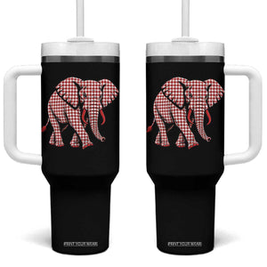 Red Houndstooth Elephant Animal Spirit Graphic Tumbler With Handle