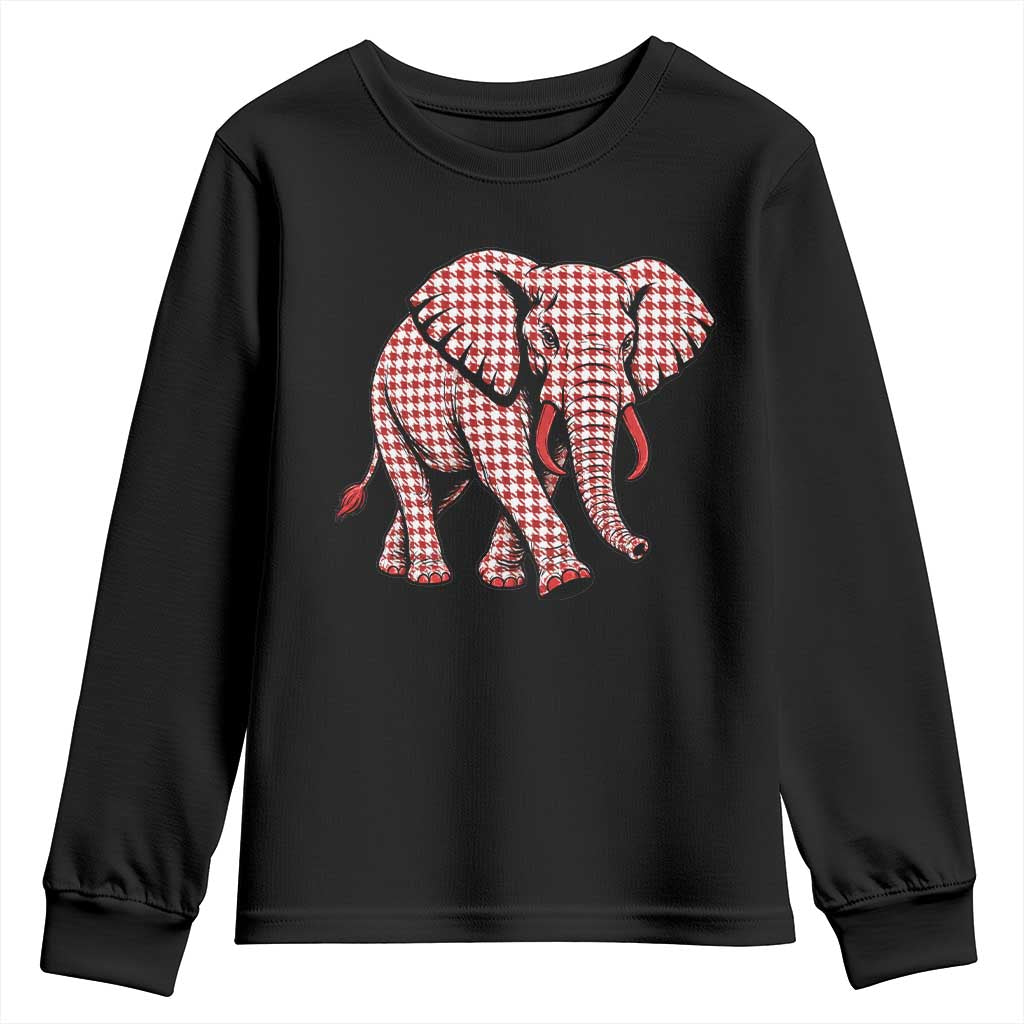 Red Houndstooth Elephant Animal Spirit Graphic Youth Sweatshirt