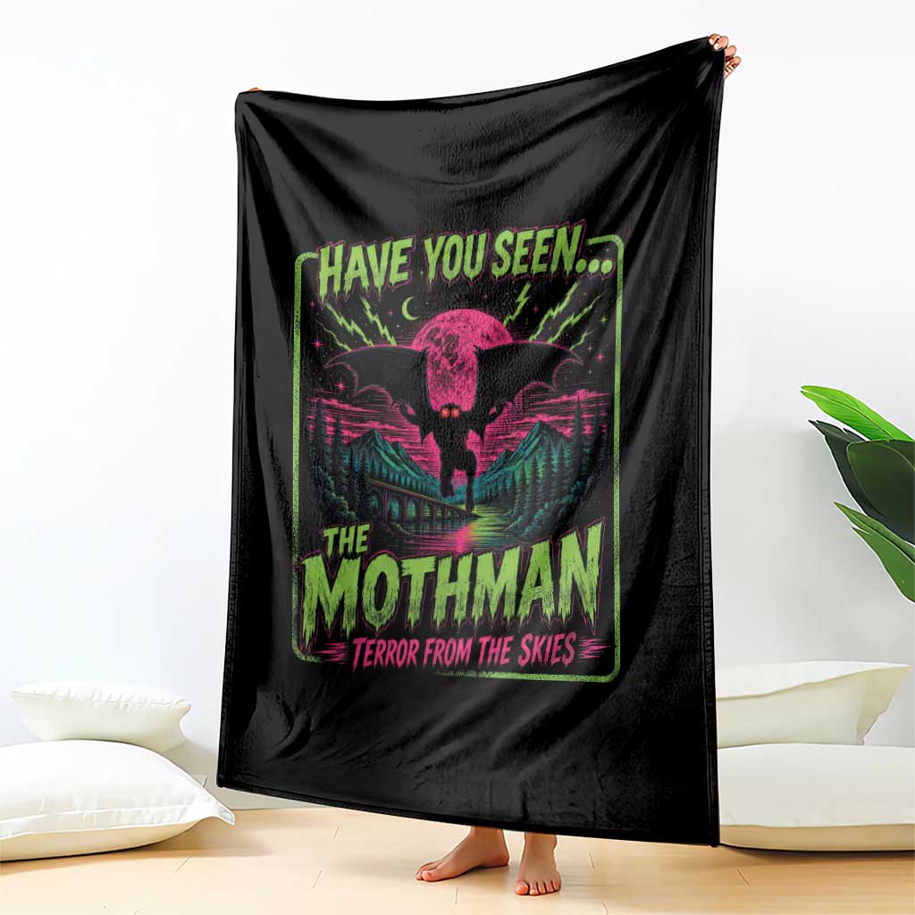 Have You Seen The Mothman Throw Blanket Retro Vintage 80s 90s Horror Cryptid Neon Graphic