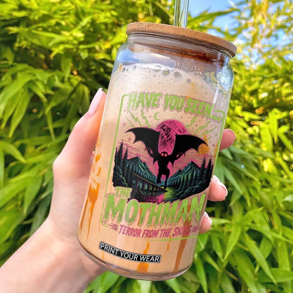 Have You Seen The Mothman Glass Can Retro Vintage 80s 90s Horror Cryptid Neon Graphic