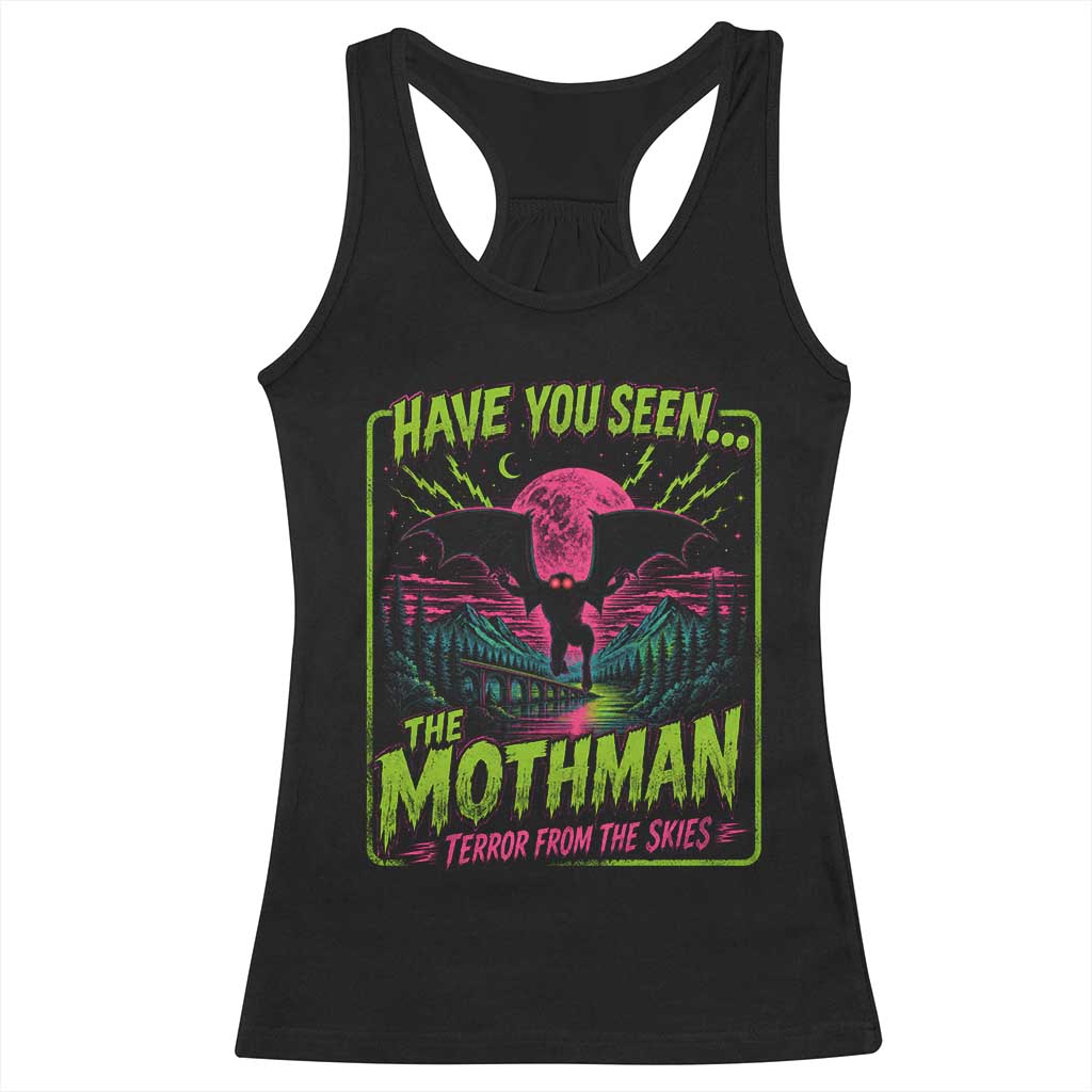 Have You Seen The Mothman Racerback Tank Top Retro Vintage 80s 90s Horror Cryptid Neon Graphic