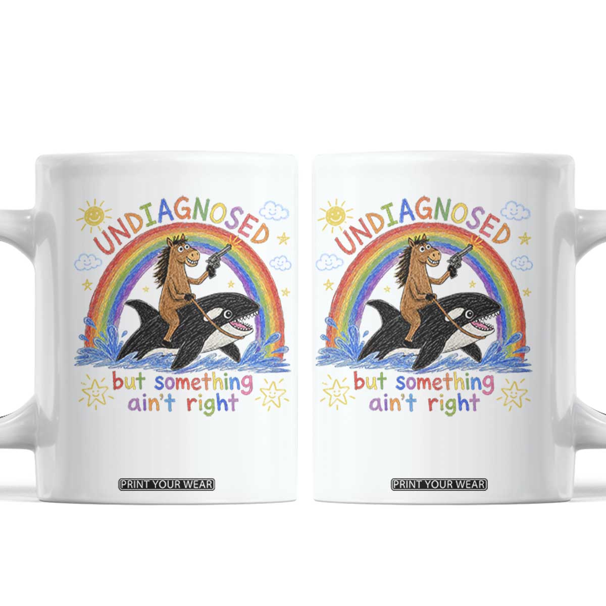 Sarcastic Undiagnosed But Something Aint Right Coffee Mug Mental Health Humor Retro Vintage Horse Riding Orca