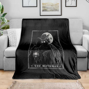 The Mothman Tarot Card Throw Blanket Cryptid Monochromatic Occult Graphic
