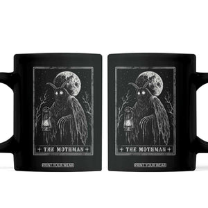 The Mothman Tarot Card Coffee Mug Cryptid Monochromatic Occult Graphic