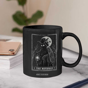The Mothman Tarot Card Coffee Mug Cryptid Monochromatic Occult Graphic