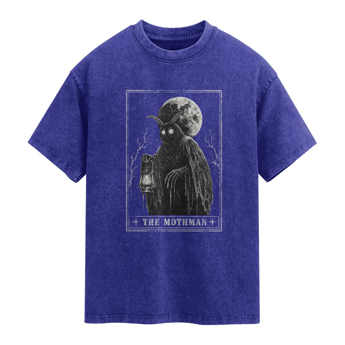 The Mothman Tarot Card Washed Cotton T-Shirt Cryptid Monochromatic Occult Graphic