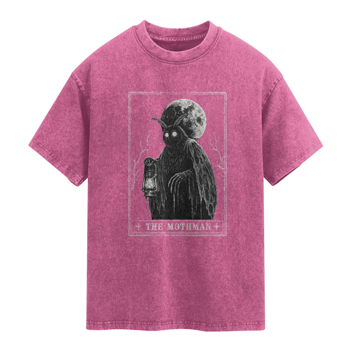 The Mothman Tarot Card Washed Cotton T-Shirt Cryptid Monochromatic Occult Graphic