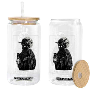 The Mothman Tarot Card Glass Can Cryptid Monochromatic Occult Graphic