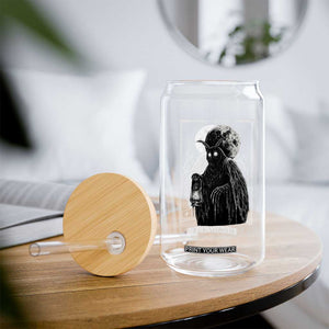 The Mothman Tarot Card Glass Can Cryptid Monochromatic Occult Graphic