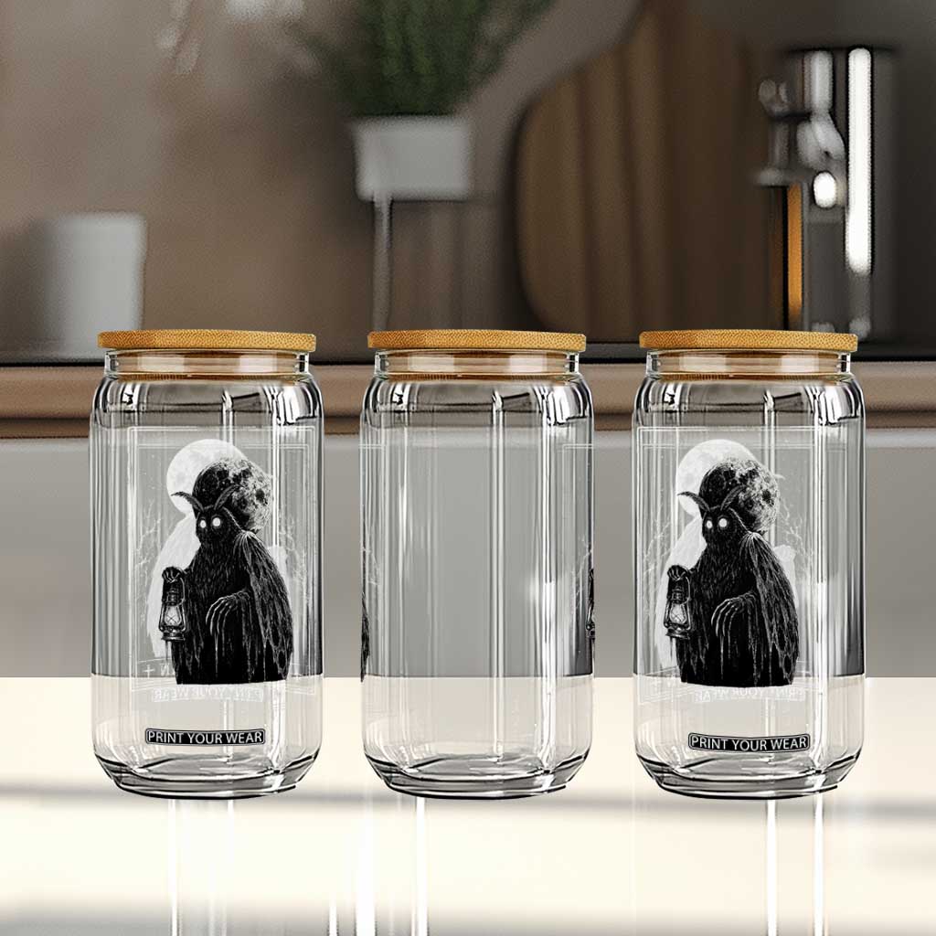 The Mothman Tarot Card Glass Can Cryptid Monochromatic Occult Graphic