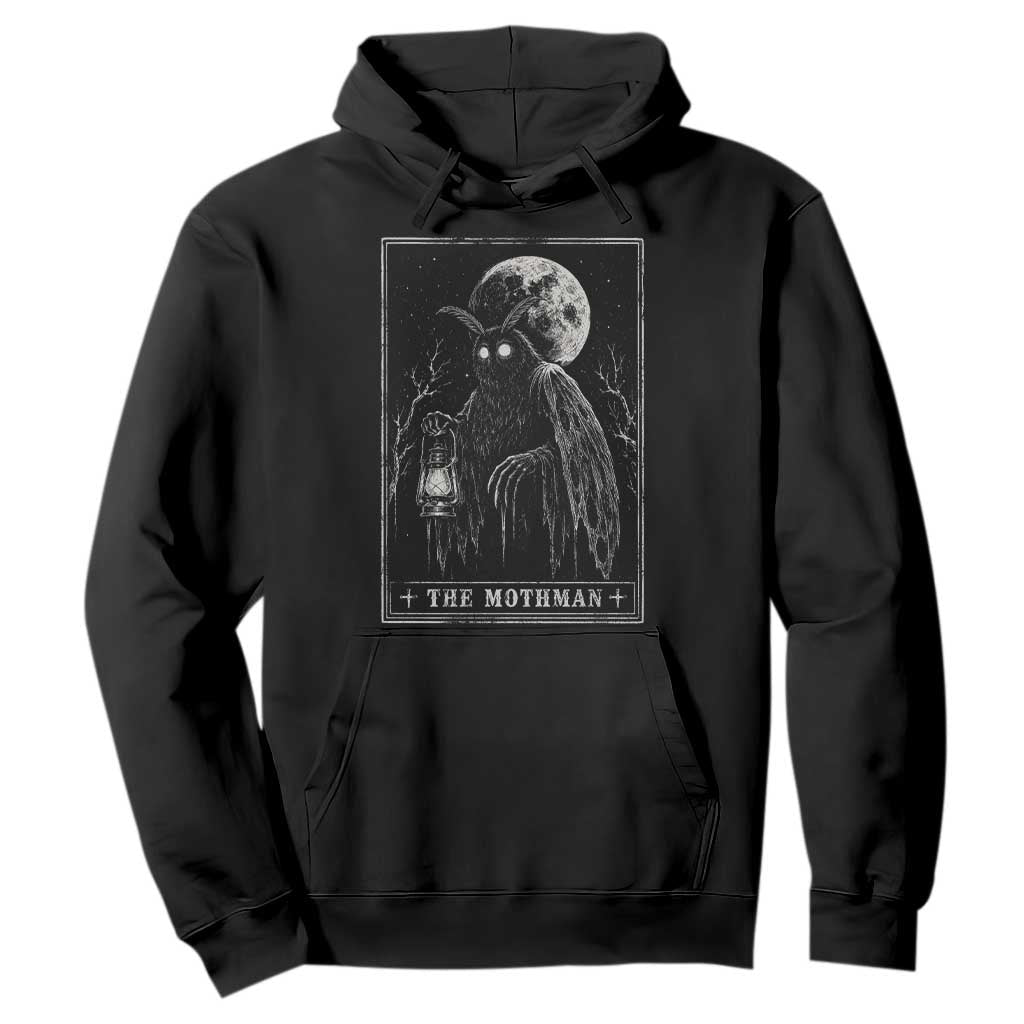 The Mothman Tarot Card Hoodie Cryptid Monochromatic Occult Graphic