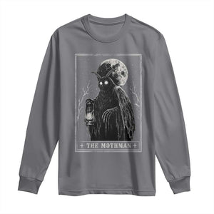 The Mothman Tarot Card Long Sleeve Shirt Cryptid Monochromatic Occult Graphic