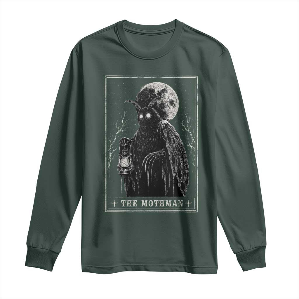 The Mothman Tarot Card Long Sleeve Shirt Cryptid Monochromatic Occult Graphic