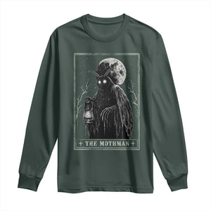 The Mothman Tarot Card Long Sleeve Shirt Cryptid Monochromatic Occult Graphic